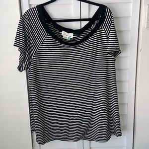 Plus- Black & White striped Anthropologie shirt